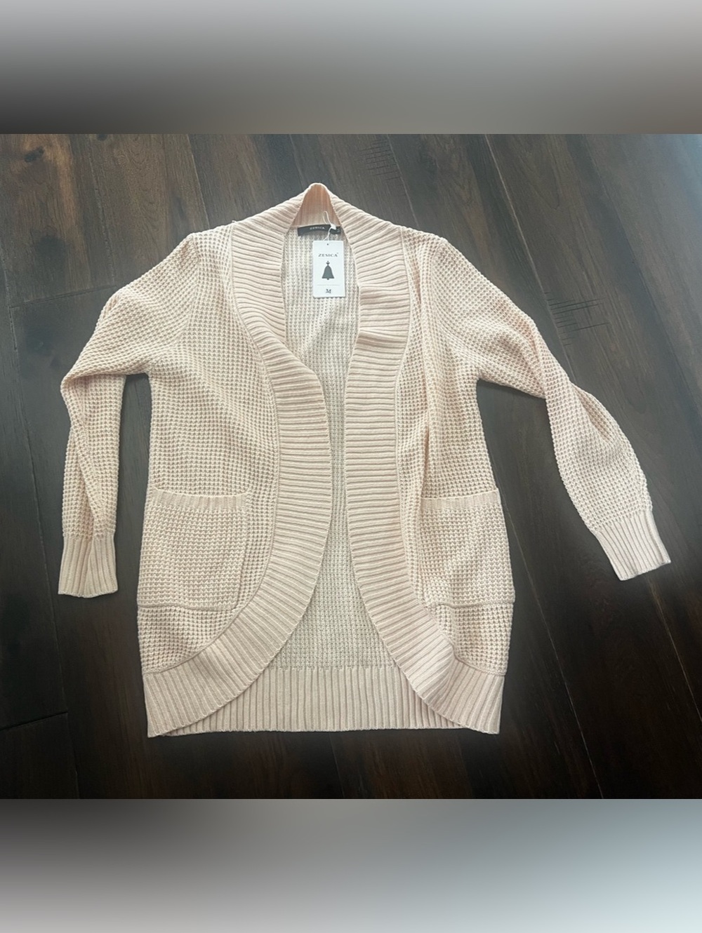 ZESICA Women's Long Sleeve Open Front Waffle Knit Cardigan with Pockets Open